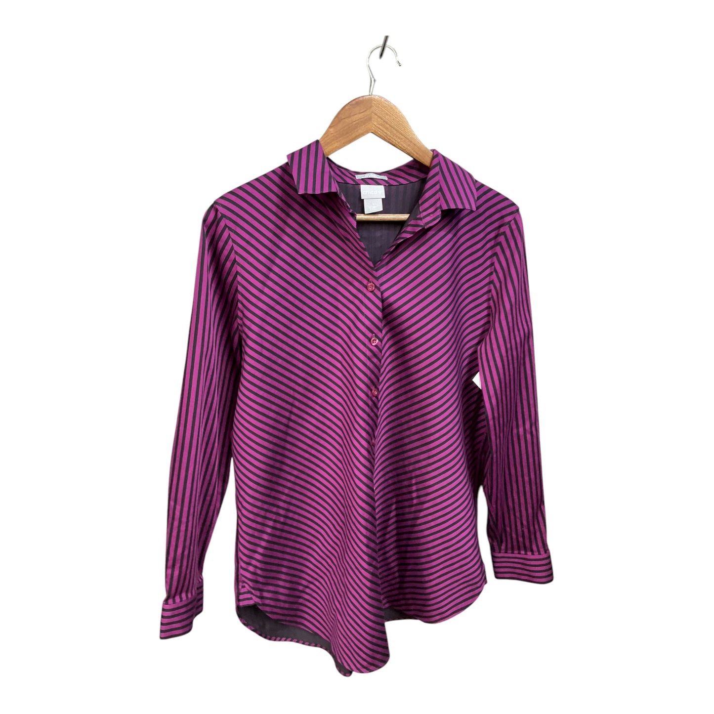 Blouse Long Sleeve By Chicos In Purple, Size: M