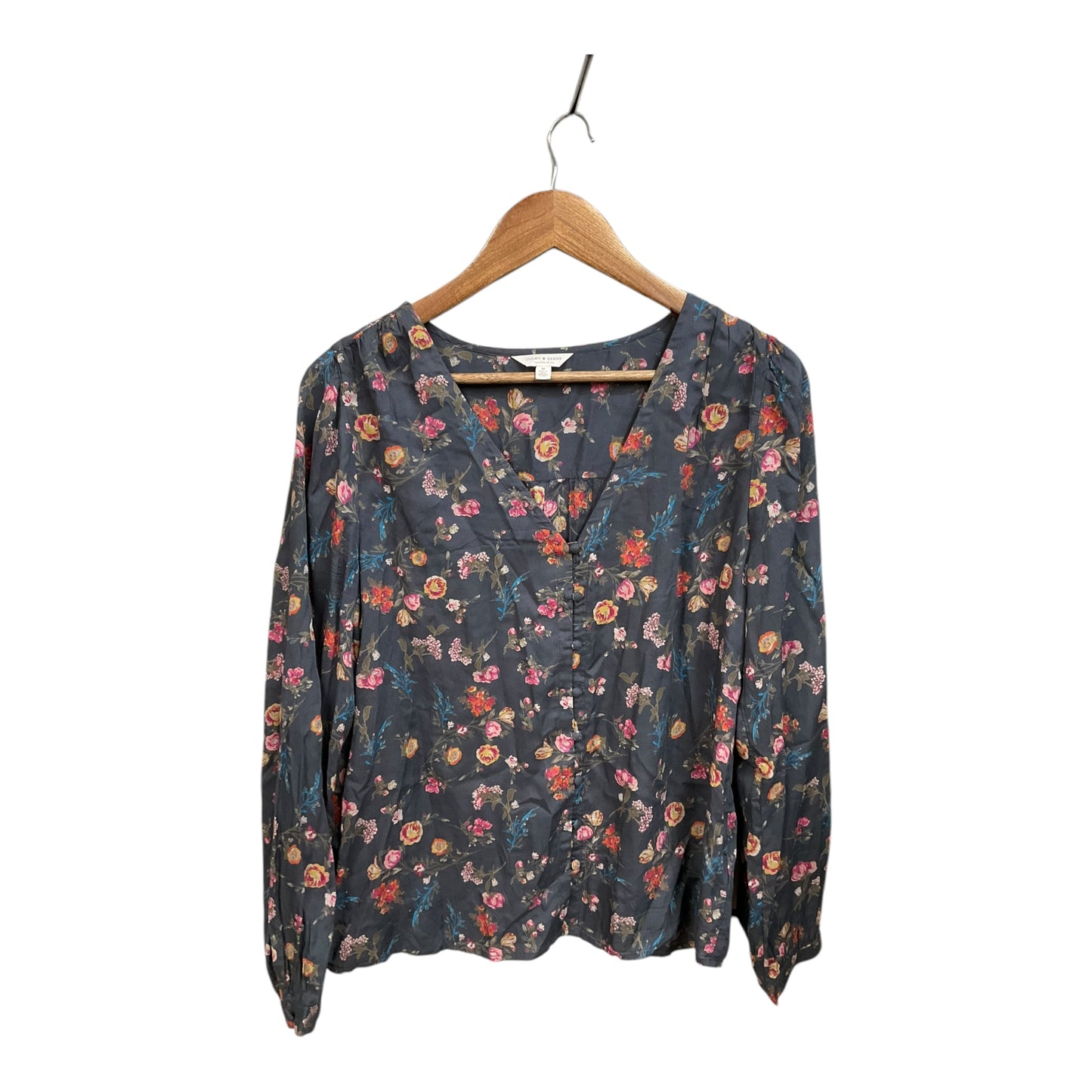 Blouse Long Sleeve By Lucky Brand In Floral Print, Size: M