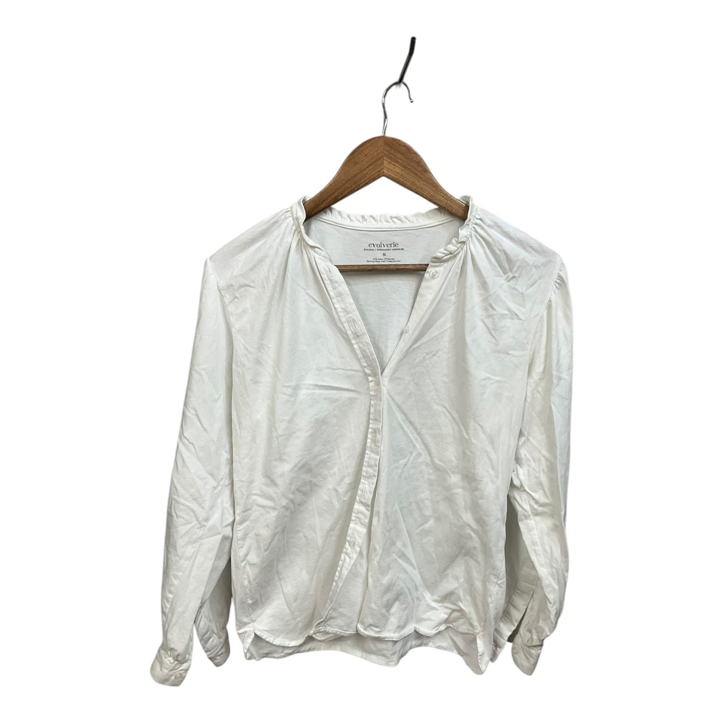 Top Long Sleeve By Clothes Mentor In White, Size: M