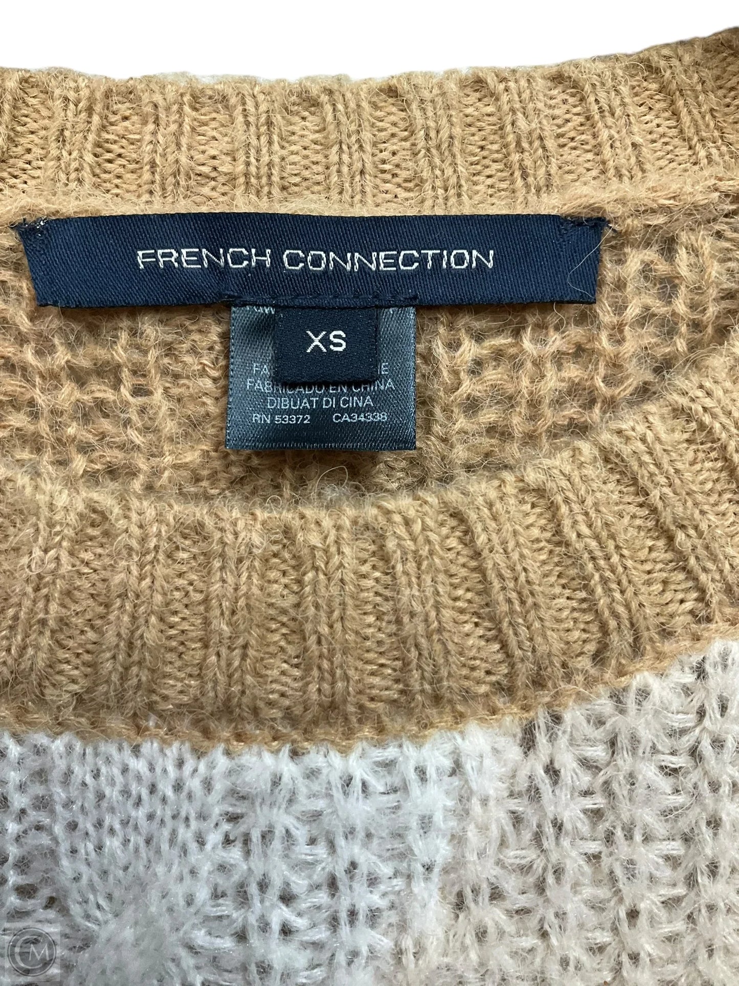 Sweater By French Connection In Tan & White, Size: Xs