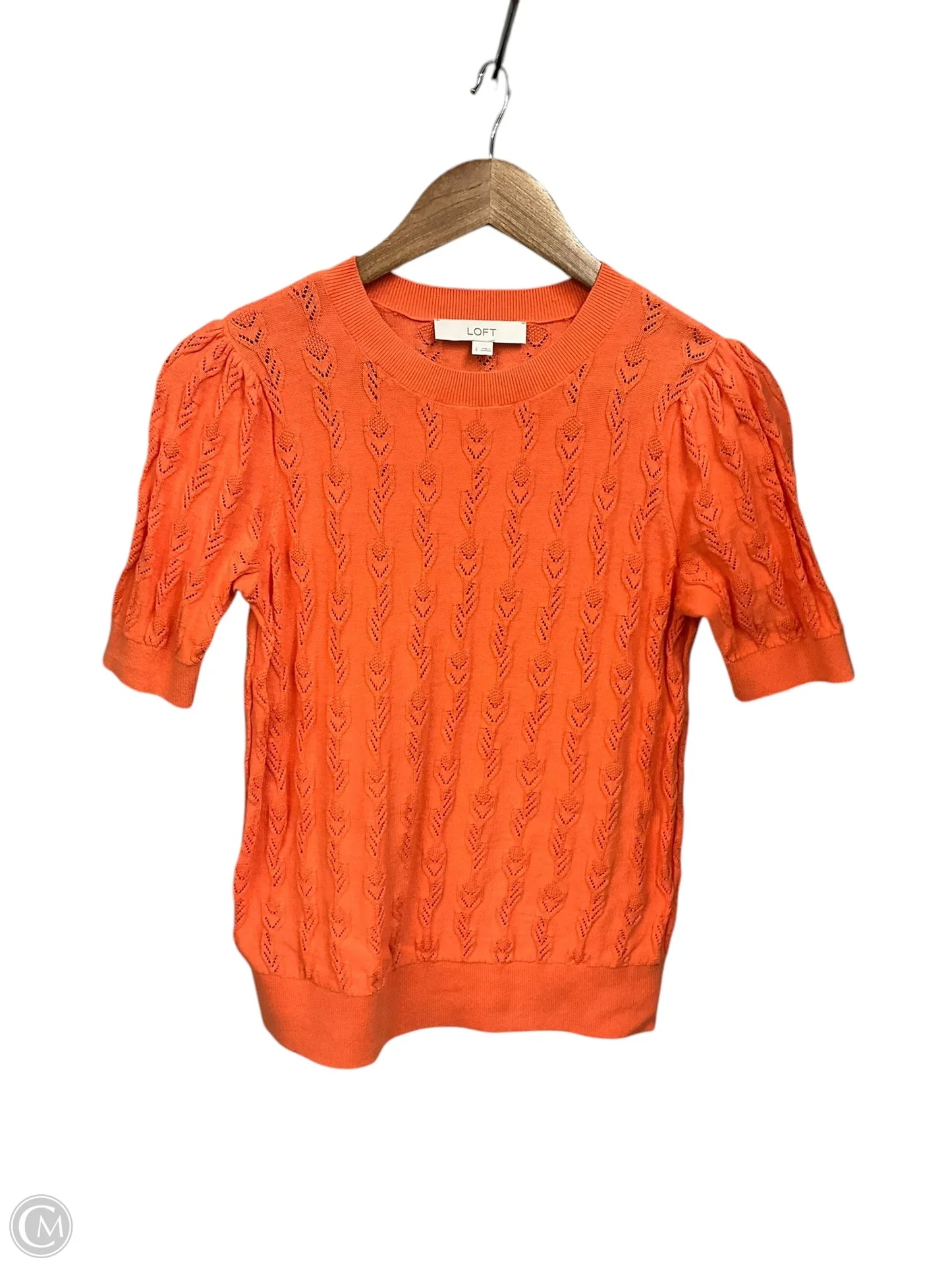 Sweater Short Sleeve By Loft In Orange, Size: S