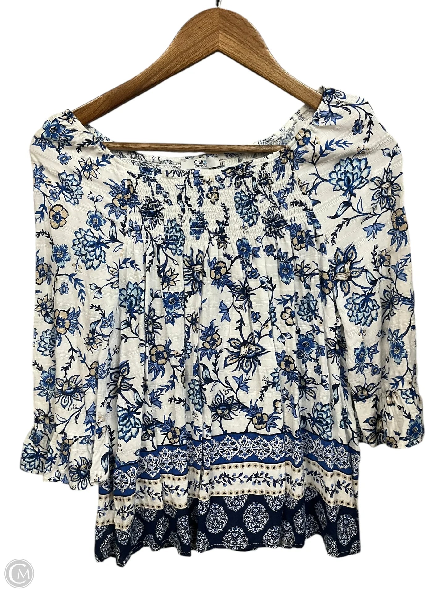 Top 3/4 Sleeve By Croft And Barrow In Floral Print, Size: Mp