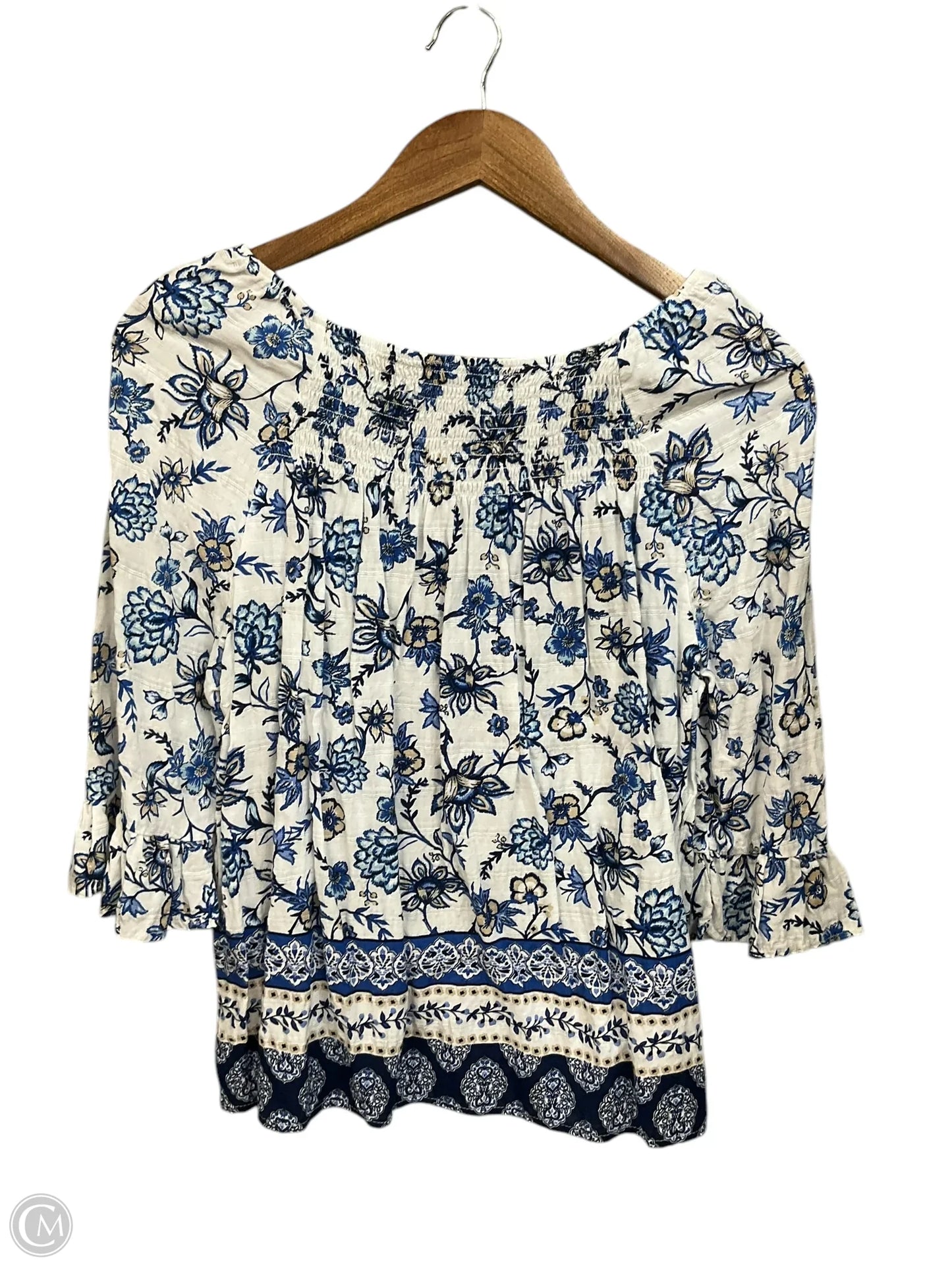 Top 3/4 Sleeve By Croft And Barrow In Floral Print, Size: Mp