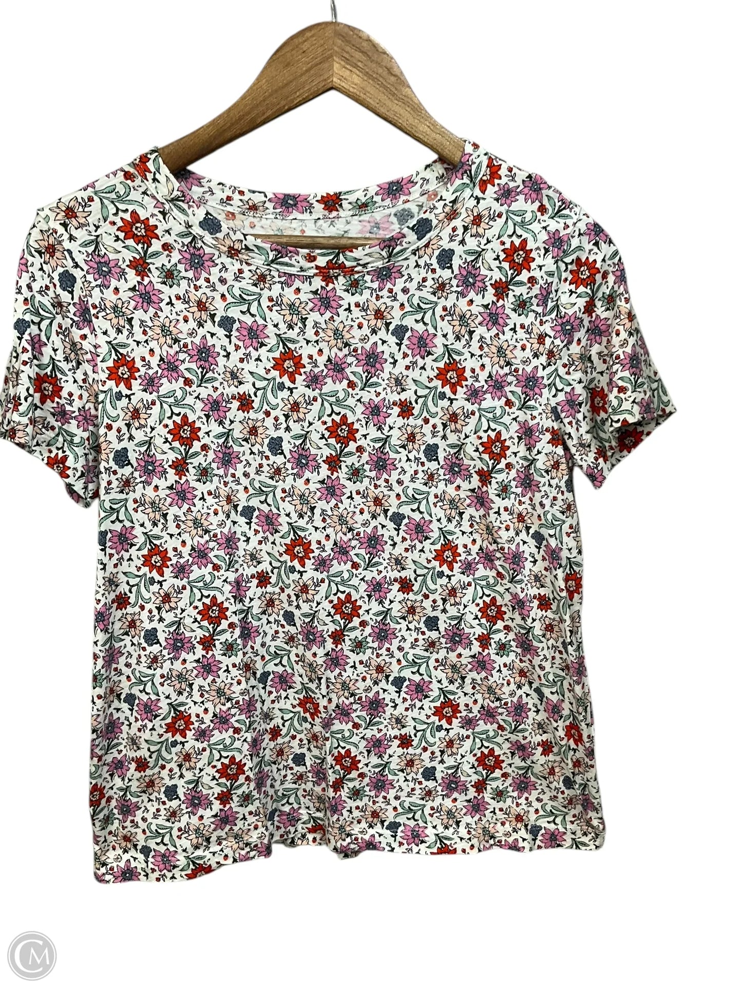 Top Short Sleeve By Loft In Floral Print, Size: S