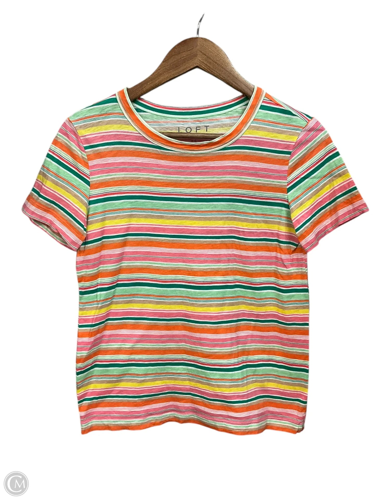 Top Short Sleeve By Loft In Striped Pattern, Size: Xs