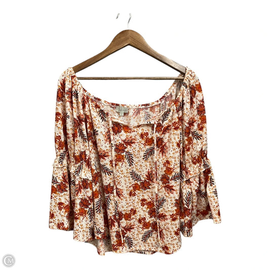Top Long Sleeve By Chenault In Floral Print, Size: Xl