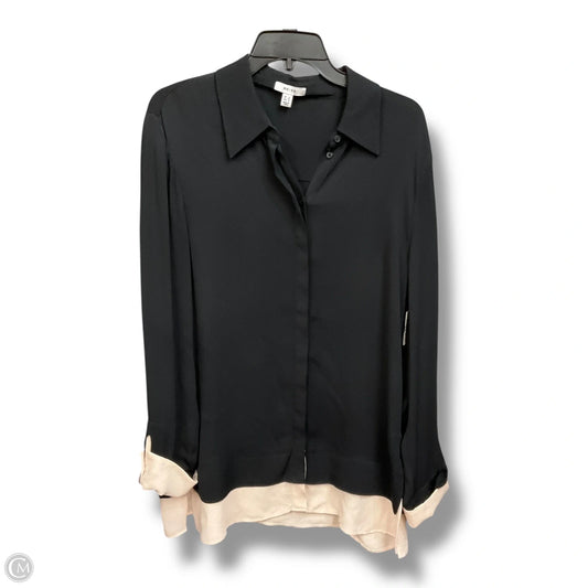 Blouse Long Sleeve By Reiss In Blue & Cream, Size: M