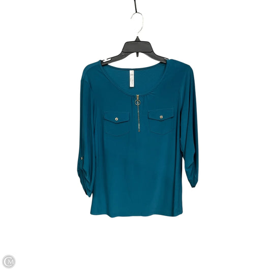 Top Long Sleeve By Perseption Concept In Teal, Size: L