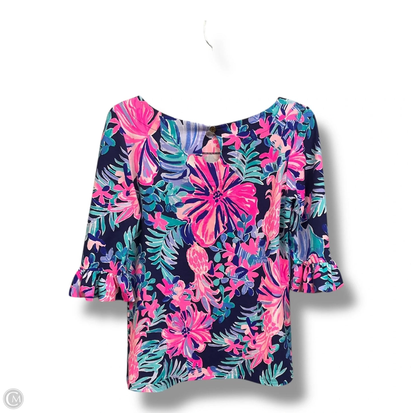 Top 3/4 Sleeve Designer By Lilly Pulitzer In Tropical Print, Size: S