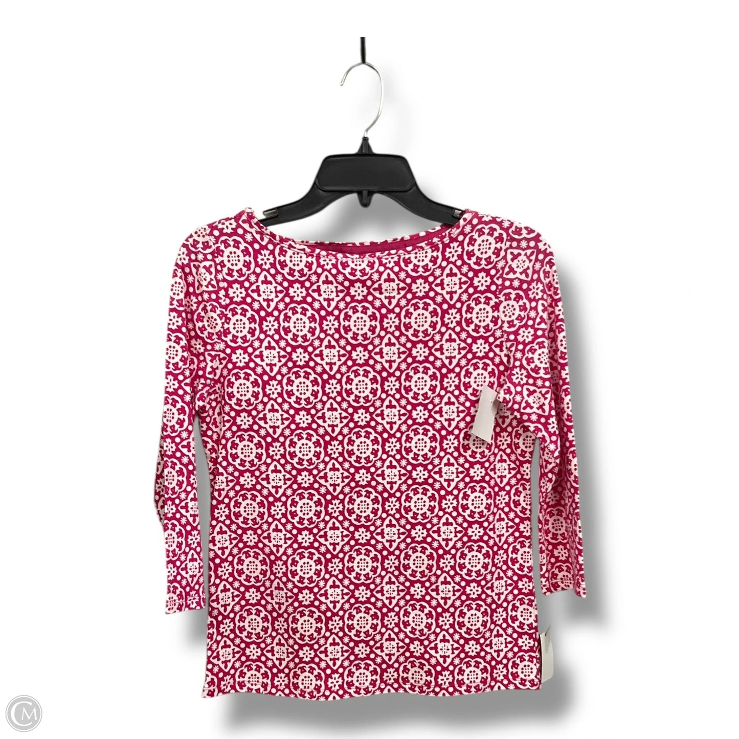 Top Long Sleeve By Talbots In Pink & White, Size: Sp