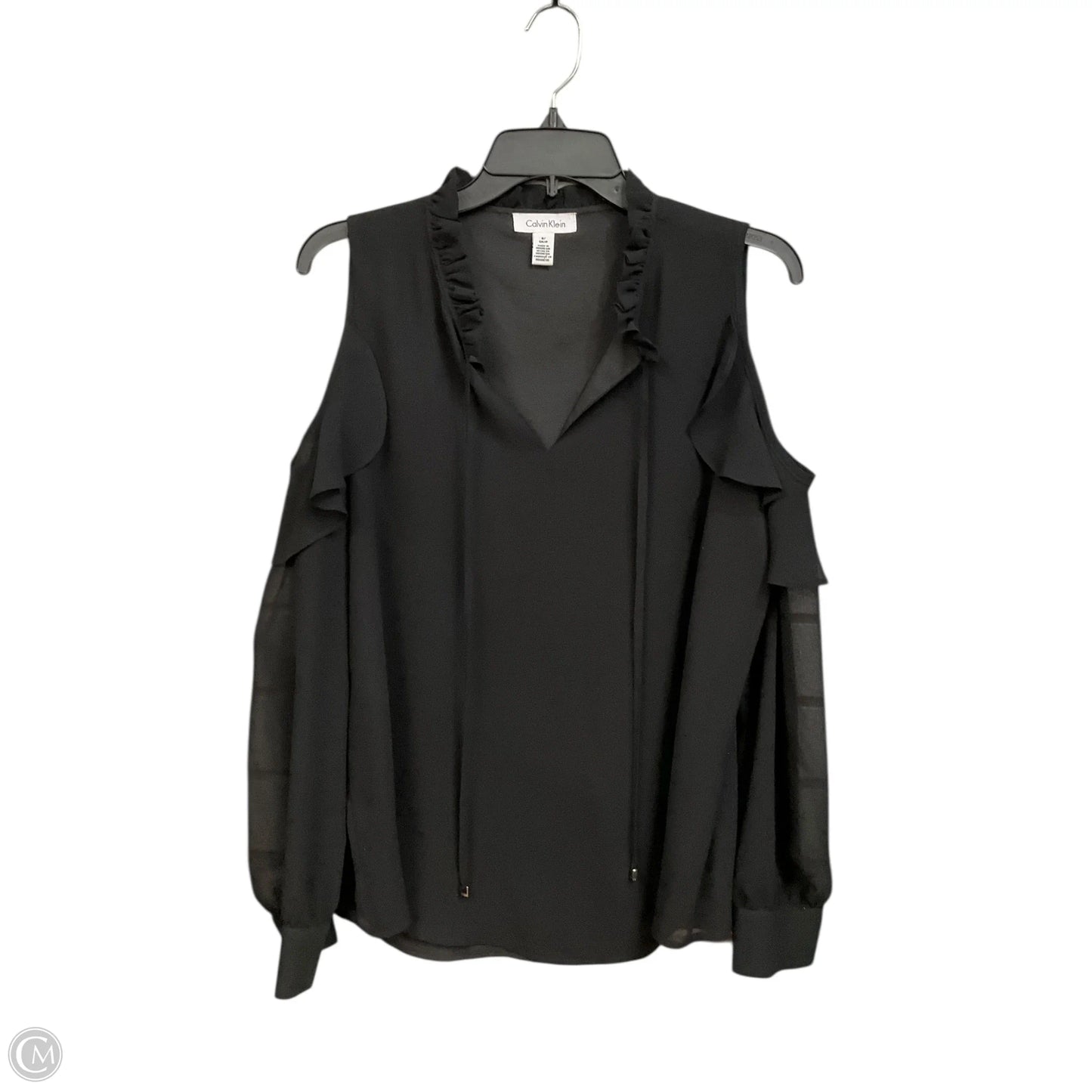 Top Long Sleeve By Calvin Klein In Black, Size: S
