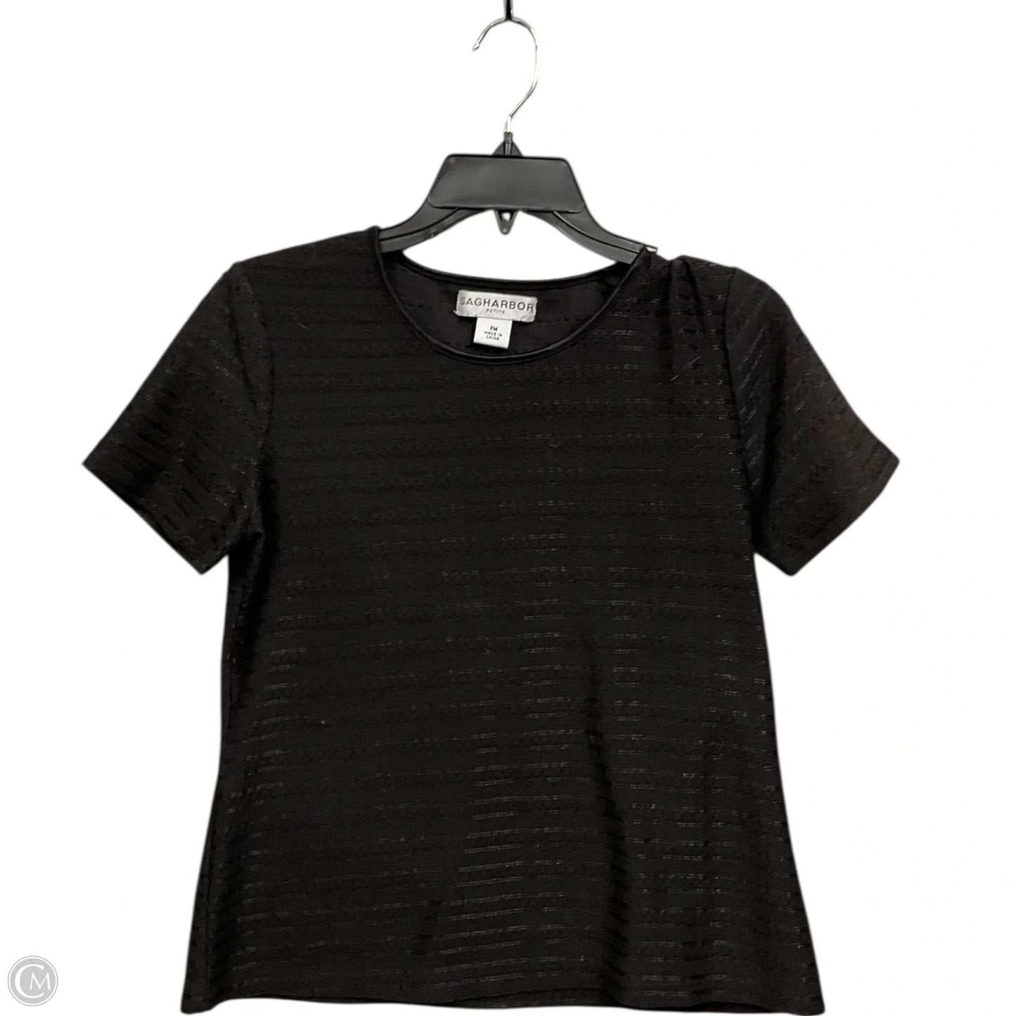 Top Short Sleeve By Sag Harbor In Black, Size: Mp