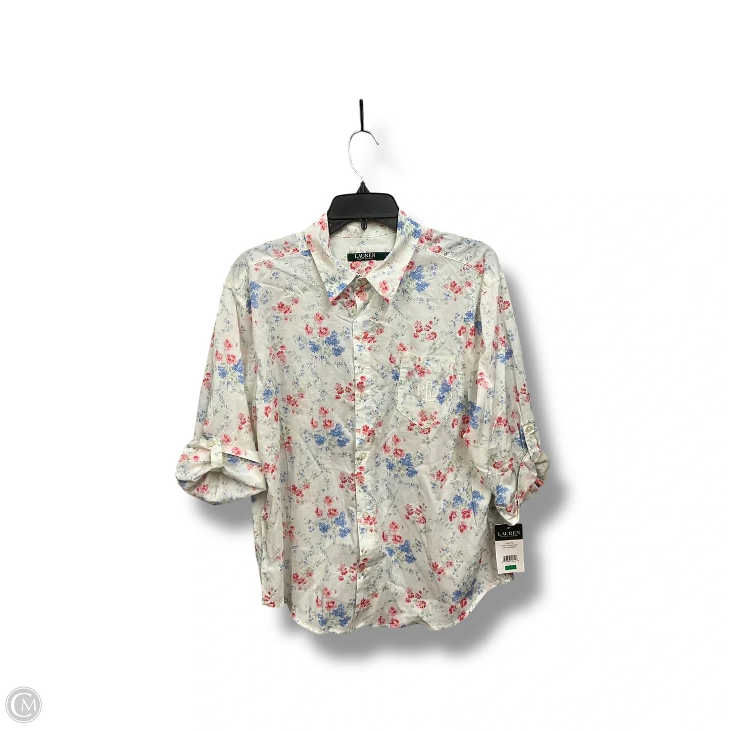 Blouse Long Sleeve By Ralph Lauren In Floral Print, Size: L