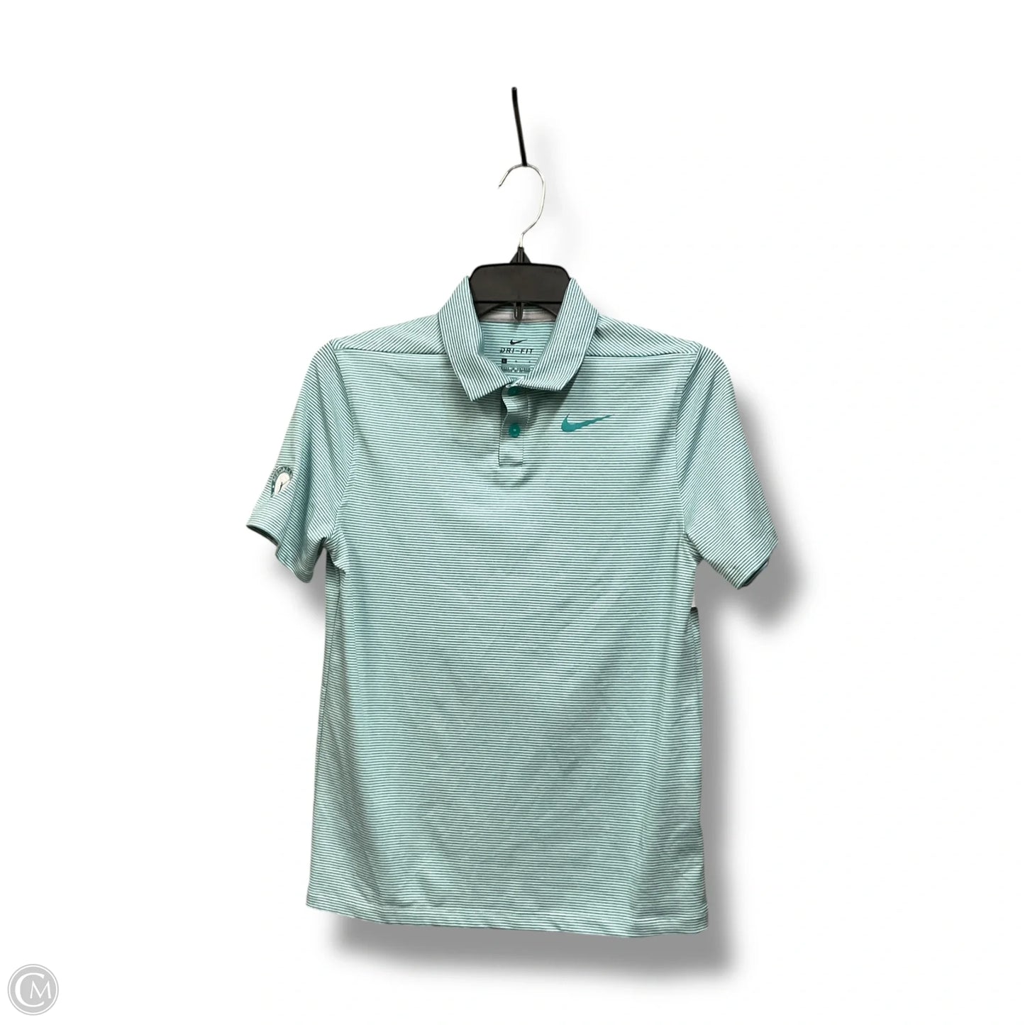 Athletic Top Short Sleeve By Nike Apparel In Striped Pattern, Size: L