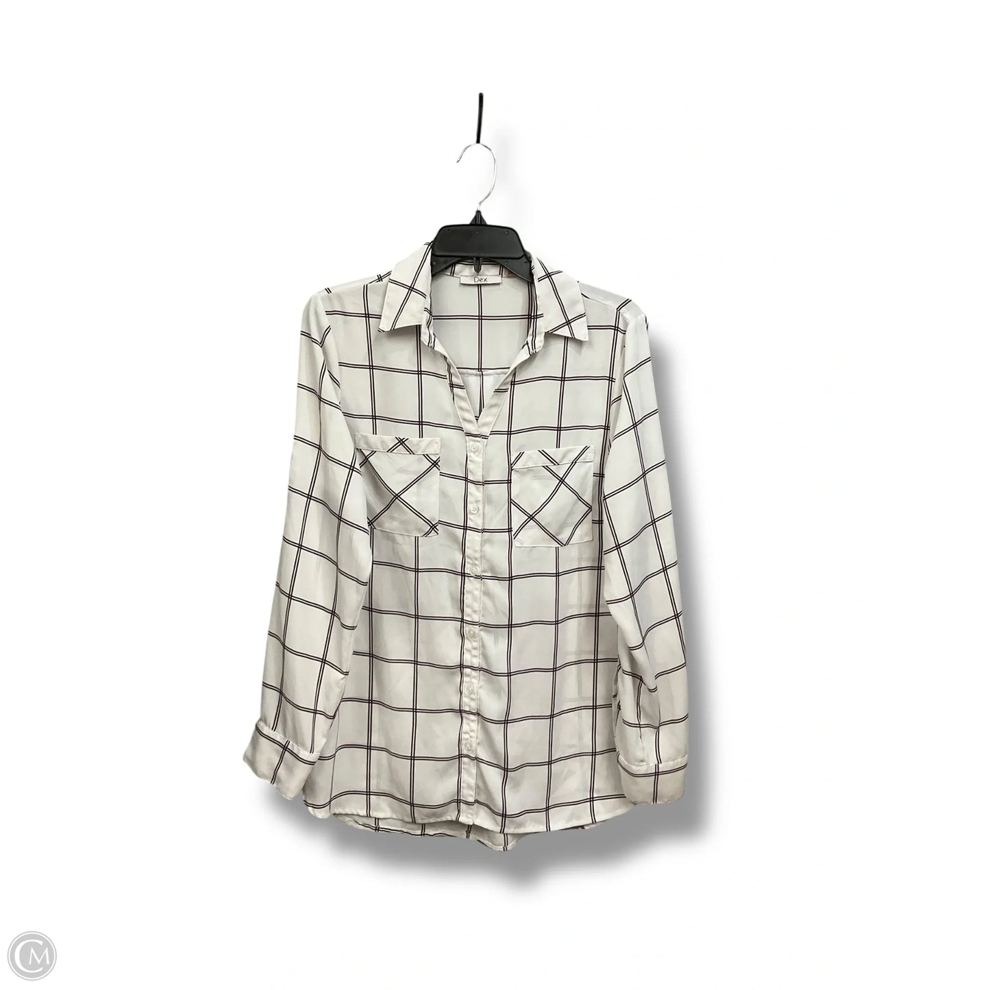 Blouse Long Sleeve By Dex In Plaid Pattern, Size: M
