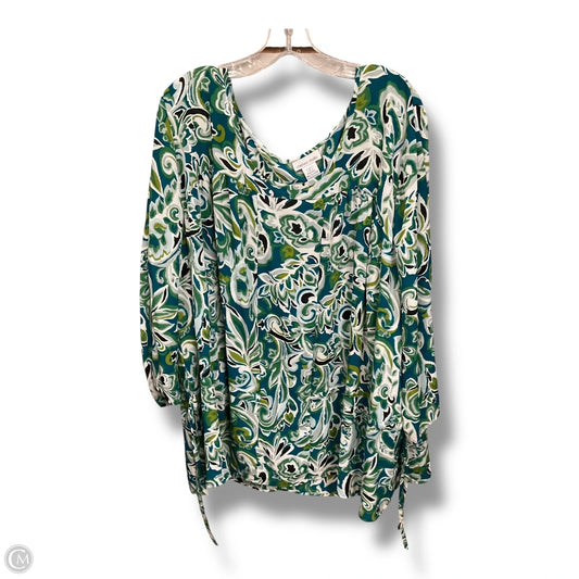 Top 3/4 Sleeve By Chelsea Studio In Tropical Print, Size: 3x
