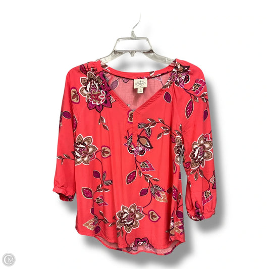 Top 3/4 Sleeve By St Johns Bay In Coral, Size: S