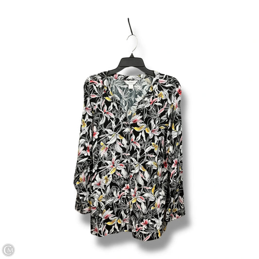 Blouse Long Sleeve By Cj Banks In Tropical Print, Size: 1x