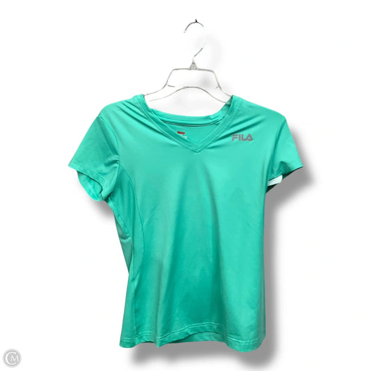 Athletic Top Short Sleeve By Fila In Green, Size: M
