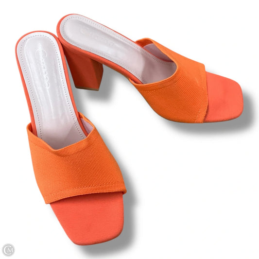 Sandals Heels Block By Shein In Orange, Size: 9