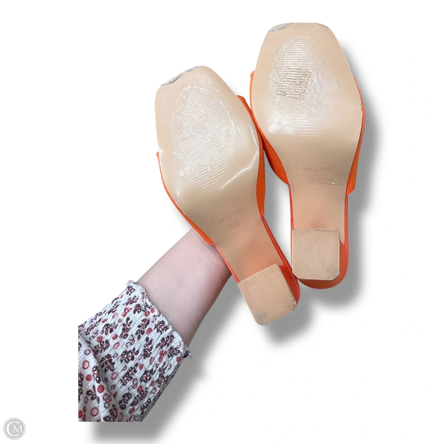 Sandals Heels Block By Shein In Orange, Size: 9