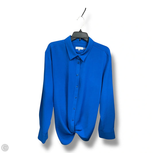 Blouse Long Sleeve By Calvin Klein In Blue, Size: Xl