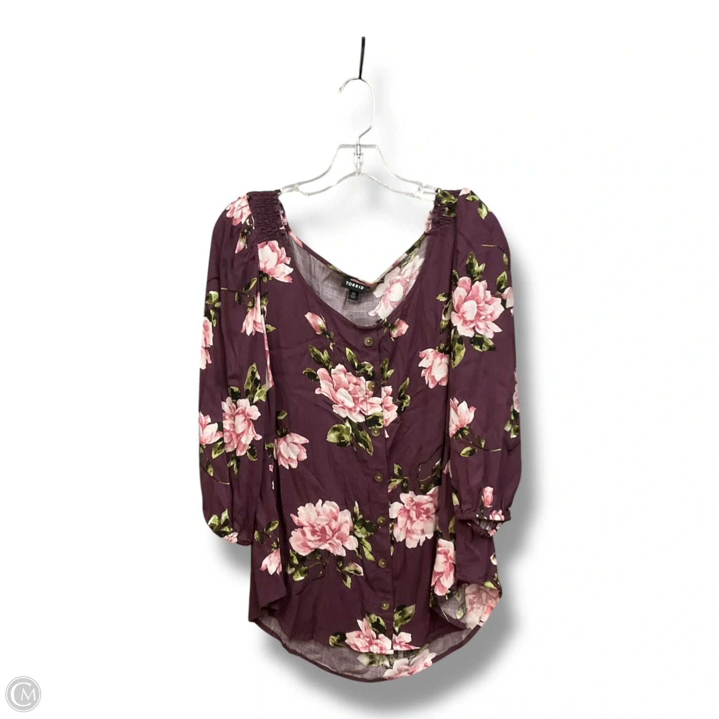 Top 3/4 Sleeve By Torrid In Floral Print, Size: M