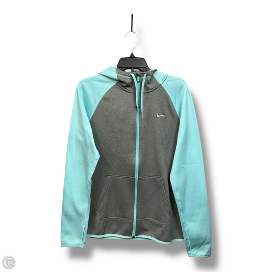 Athletic Jacket By Nike Apparel In Blue & Grey, Size: M