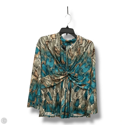Top Long Sleeve By Rafaella In Snakeskin Print, Size: Xl