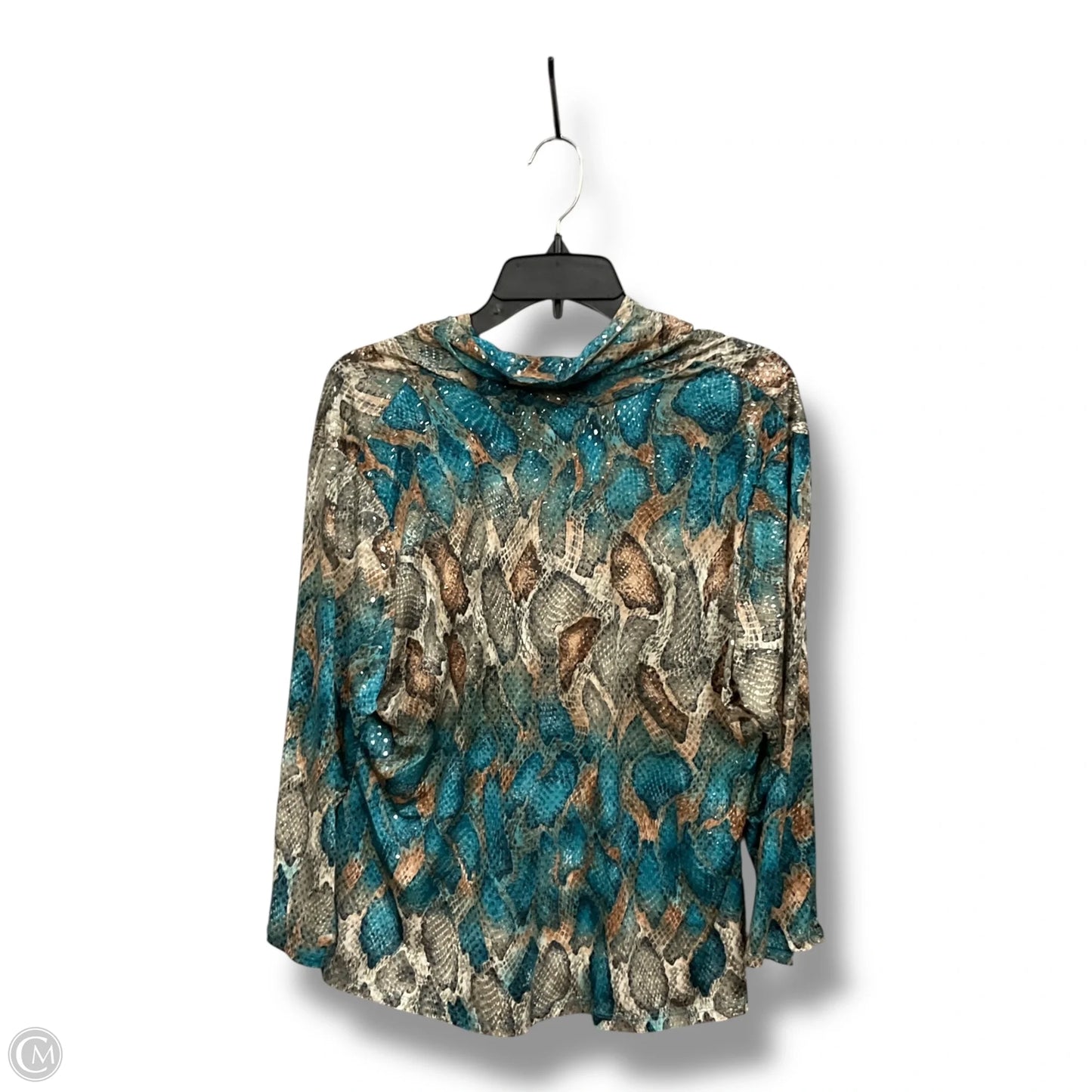 Top Long Sleeve By Rafaella In Snakeskin Print, Size: Xl