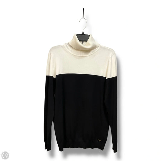 Sweater By Calvin Klein In Black & Cream, Size: L