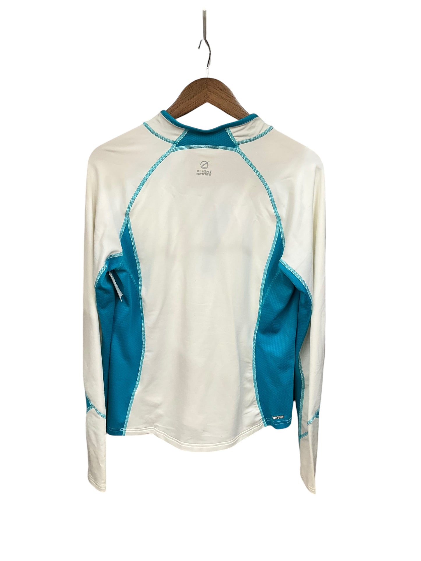 Athletic Top Long Sleeve Collar By The North Face In Blue & White, Size: L