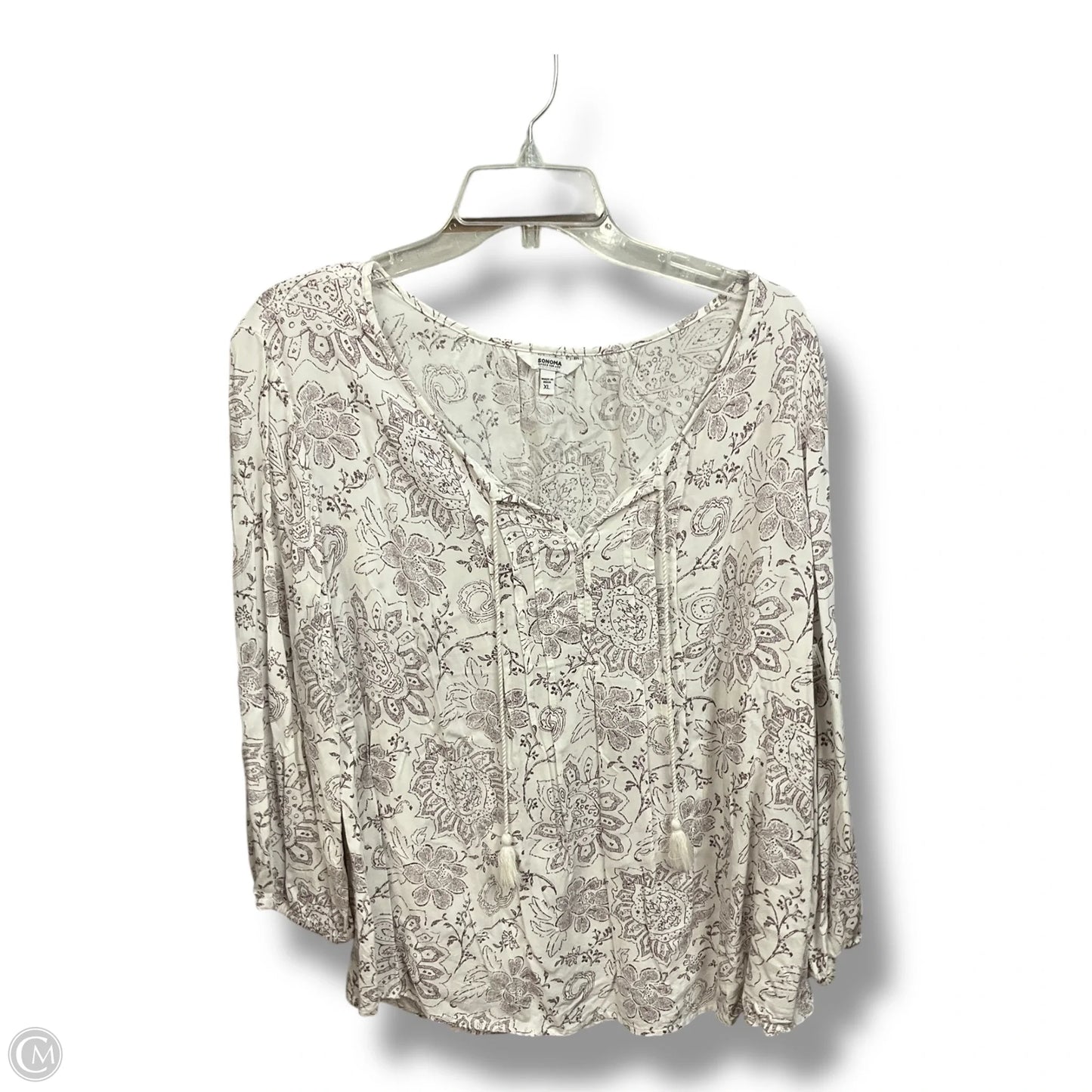 Top 3/4 Sleeve By Sonoma In Purple & White, Size: Xl