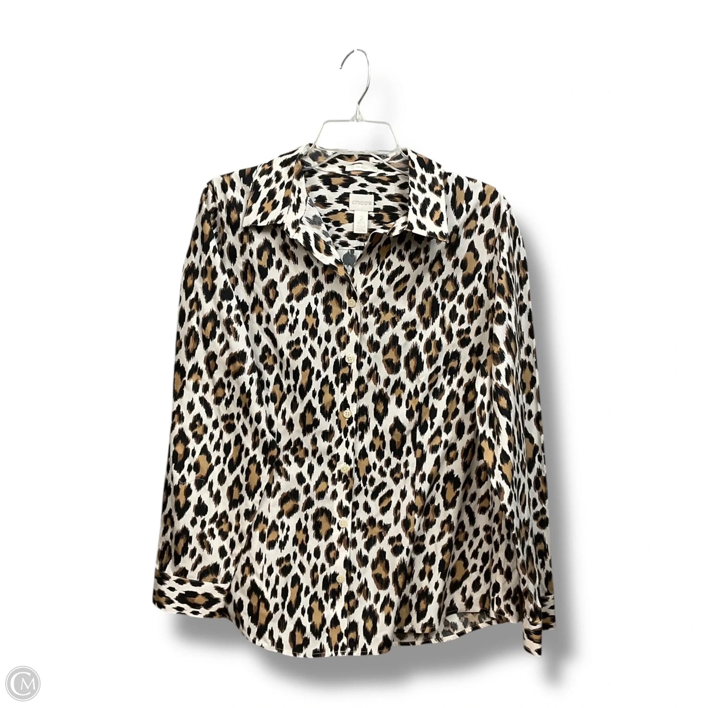 Blouse Long Sleeve By Chicos In Animal Print, Size: L