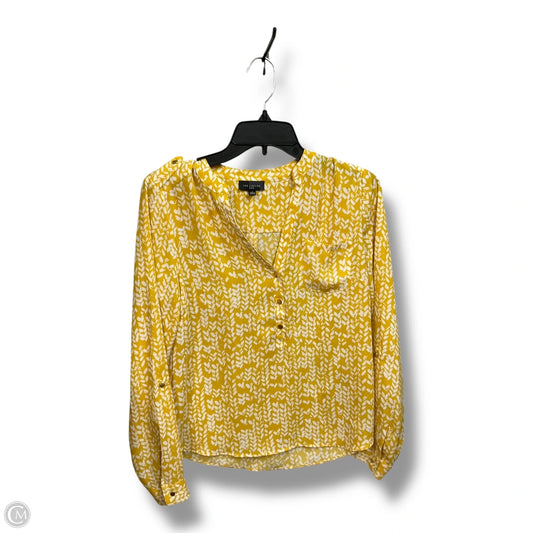 Blouse Long Sleeve By Limited In White & Yellow, Size: S