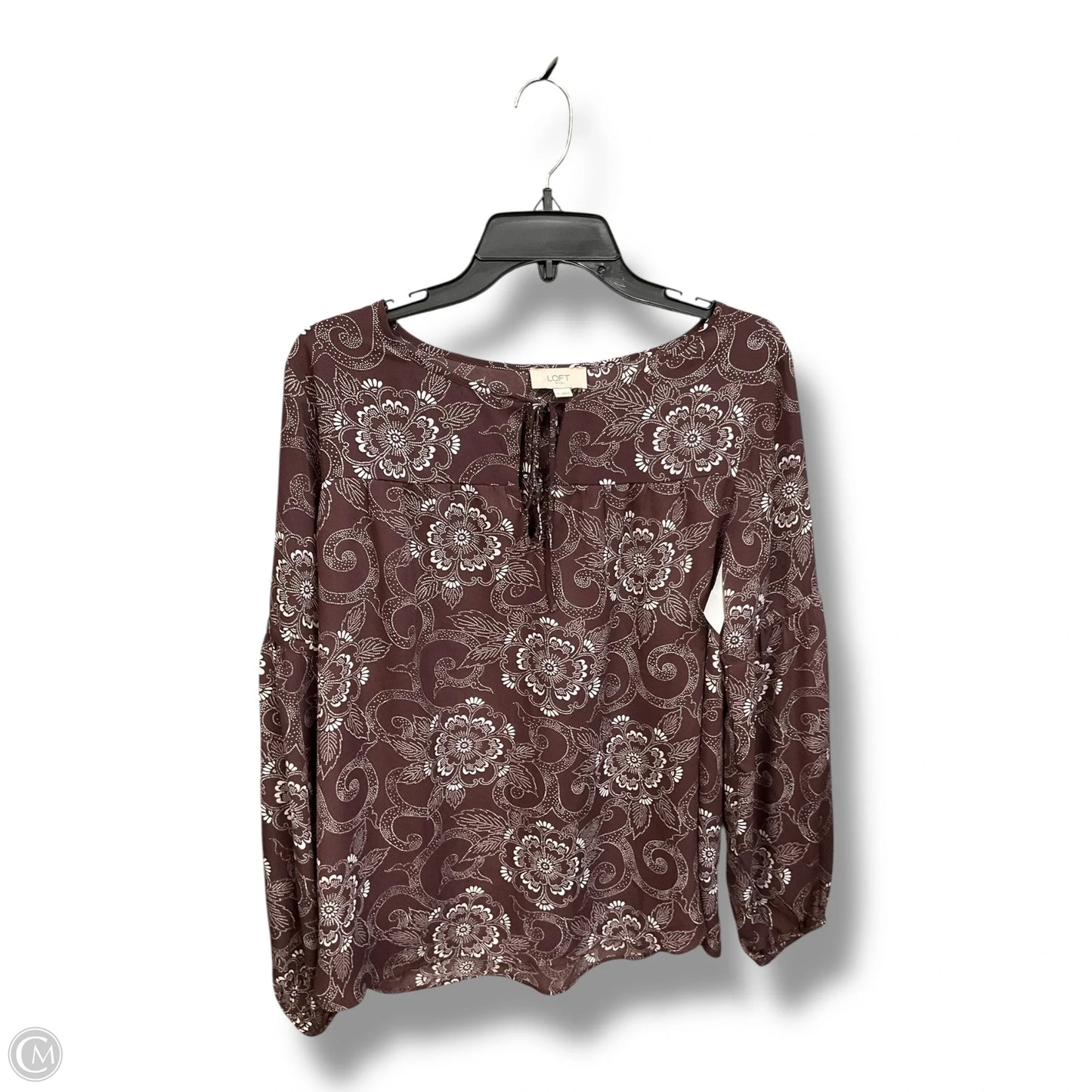 Top Long Sleeve By Loft In Purple & White, Size: S