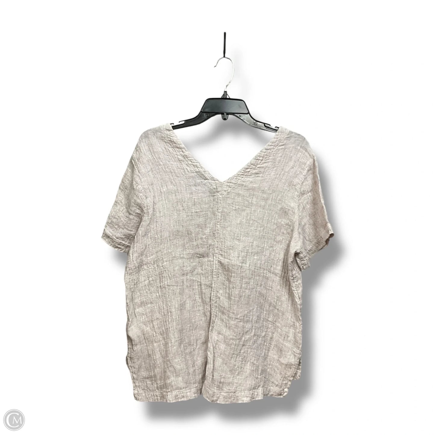 Top Short Sleeve By Tahari By Arthur Levine In Beige, Size: L