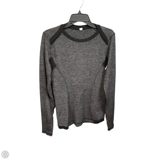 Athletic Top Long Sleeve Crewneck By Lululemon In Black & Grey, Size: M