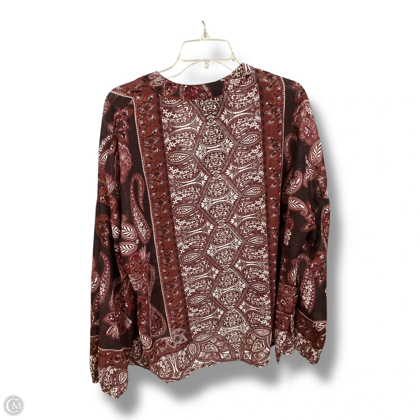 Blouse 3/4 Sleeve By Angie In Paisley Print, Size: L