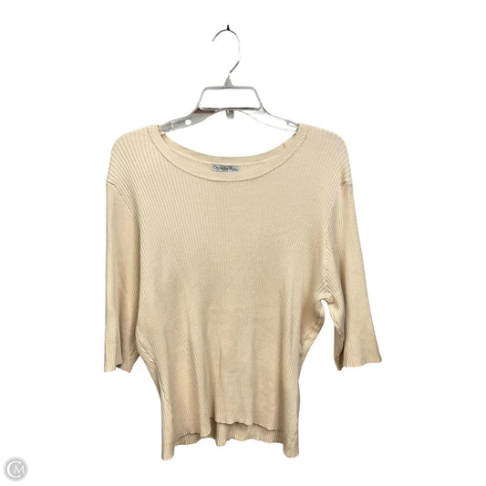 Top Short Sleeve By Ophelia Roe In Beige, Size: L