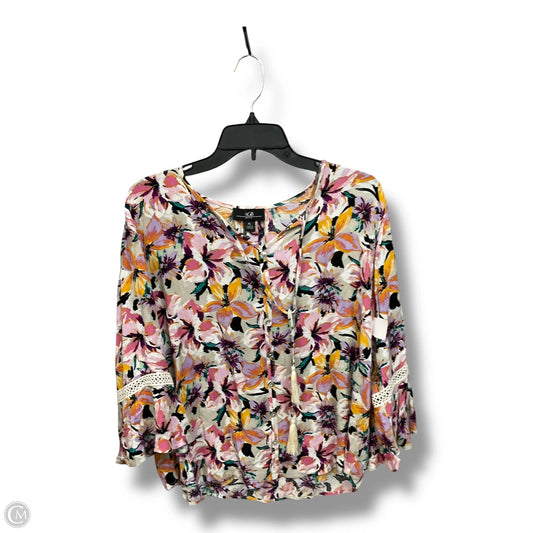 Blouse 3/4 Sleeve By Agb In Floral Print, Size: Lp