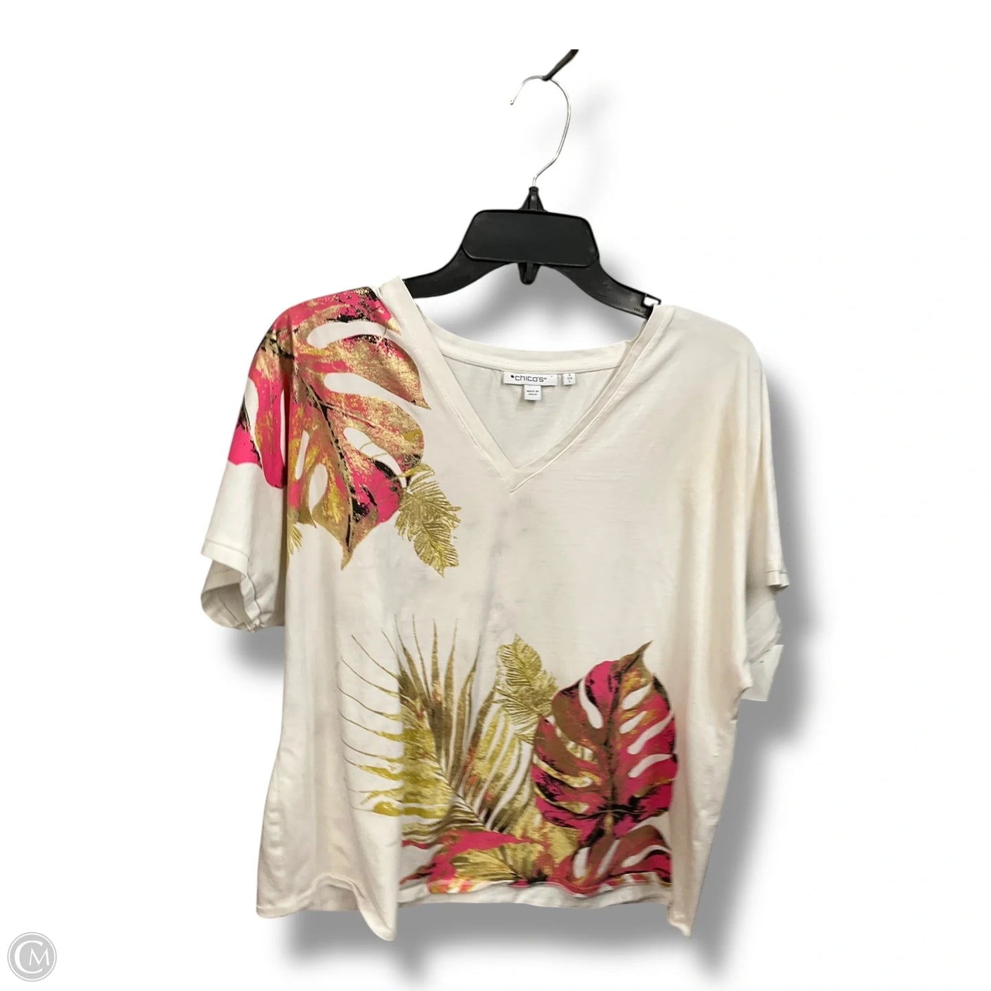 Top Short Sleeve By Chicos In White, Size: L