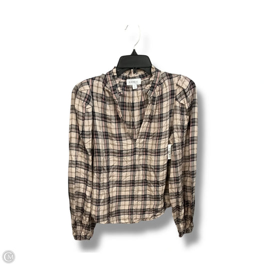 Top Long Sleeve By Evereve In Plaid Pattern, Size: Xs