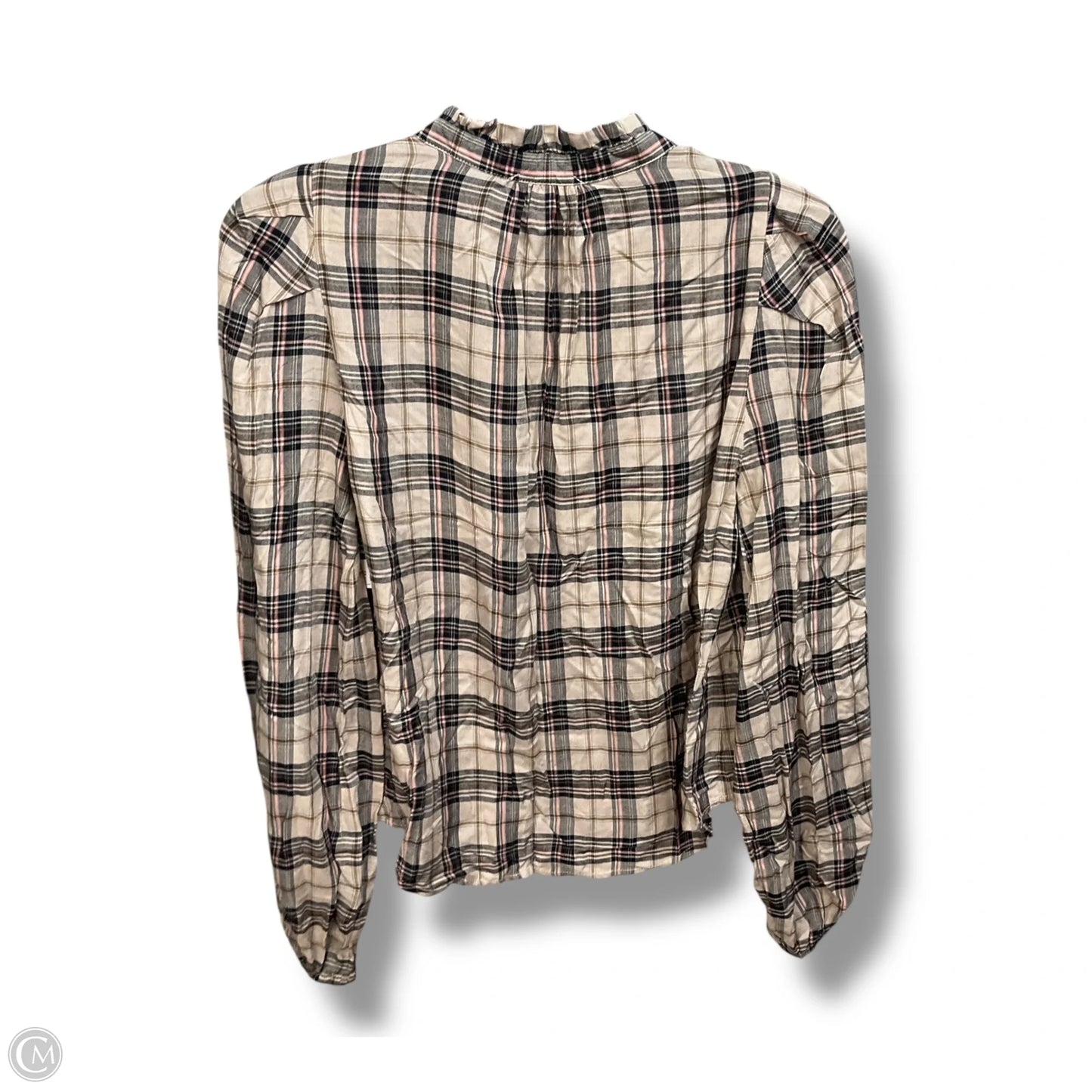 Top Long Sleeve By Evereve In Plaid Pattern, Size: Xs