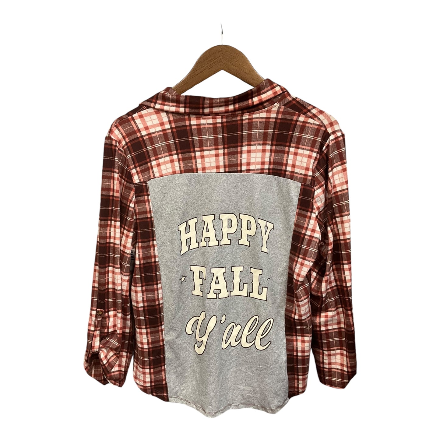 Top Long Sleeve By Cmb In Plaid Pattern, Size: L