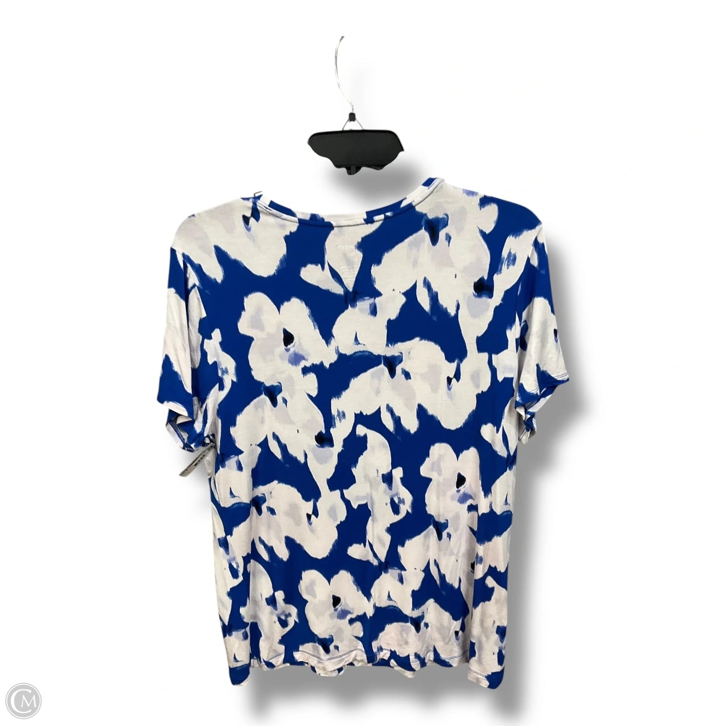 Top Short Sleeve By Nine West In Blue & White, Size: L