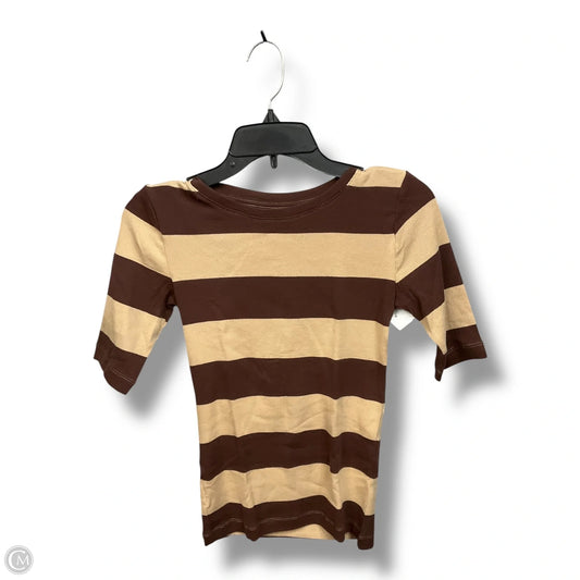 Top Short Sleeve By Loft In Brown & Tan, Size: Xs