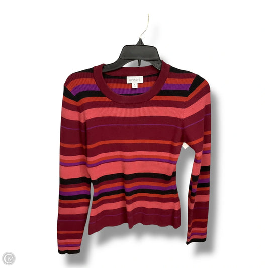 Top Long Sleeve By Evereve In Striped Pattern, Size: M