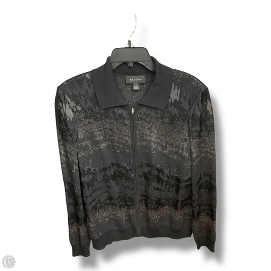 Jacket Luxury Designer By St John Collection In Black & Grey, Size: L
