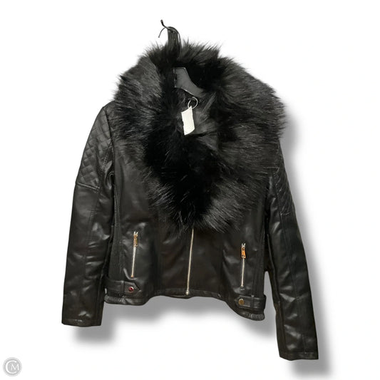 Jacket Moto Leather By Clothes Mentor In Black, Size: M